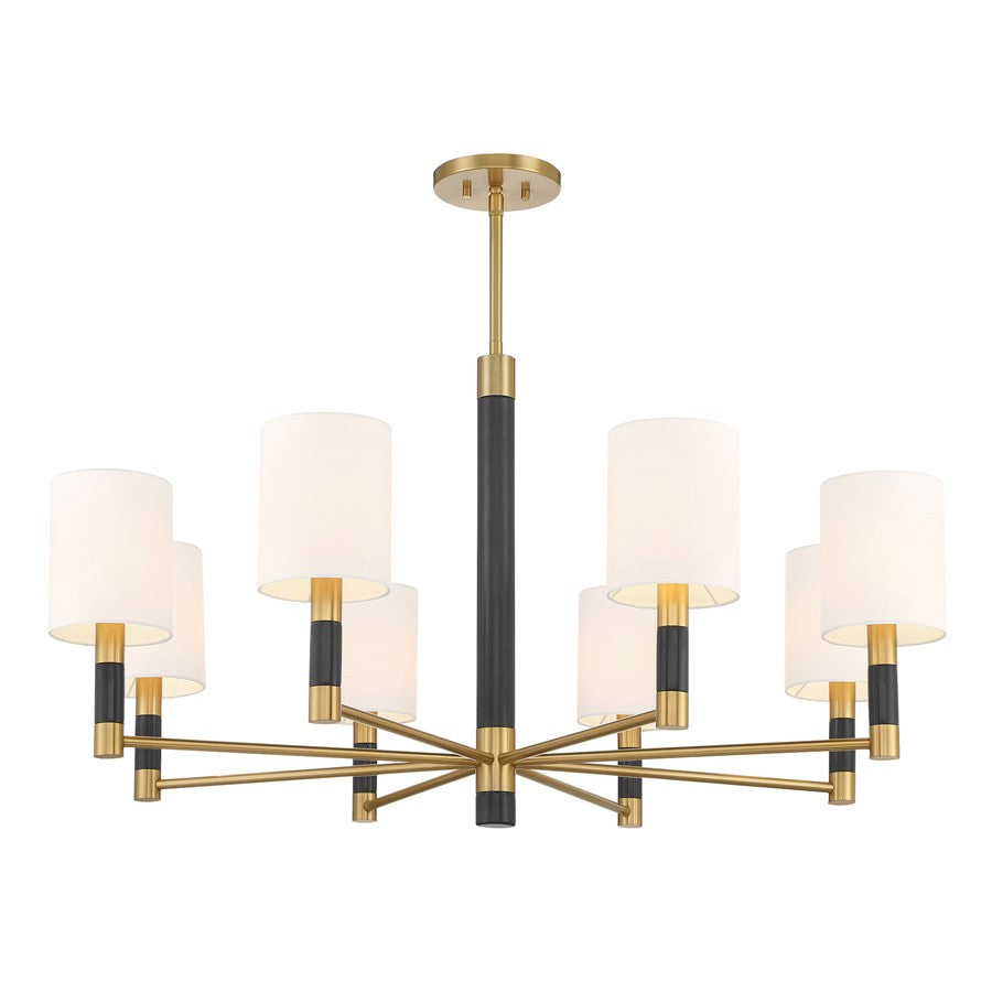 Savoy House Conrad 8 Lt Chandelier, White, Warm Brass