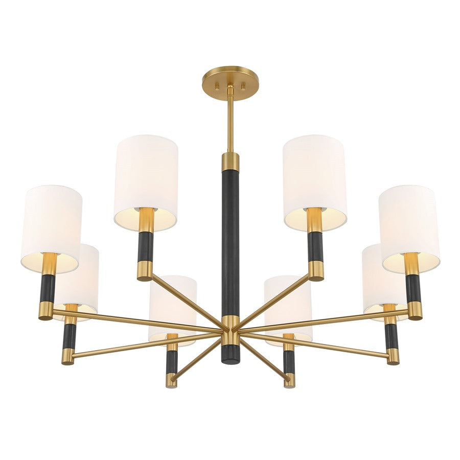Savoy House Conrad 8 Lt Chandelier, White, Warm Brass