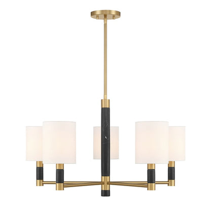 Savoy House Conrad 5 Lt Chandelier, White, Warm Brass
