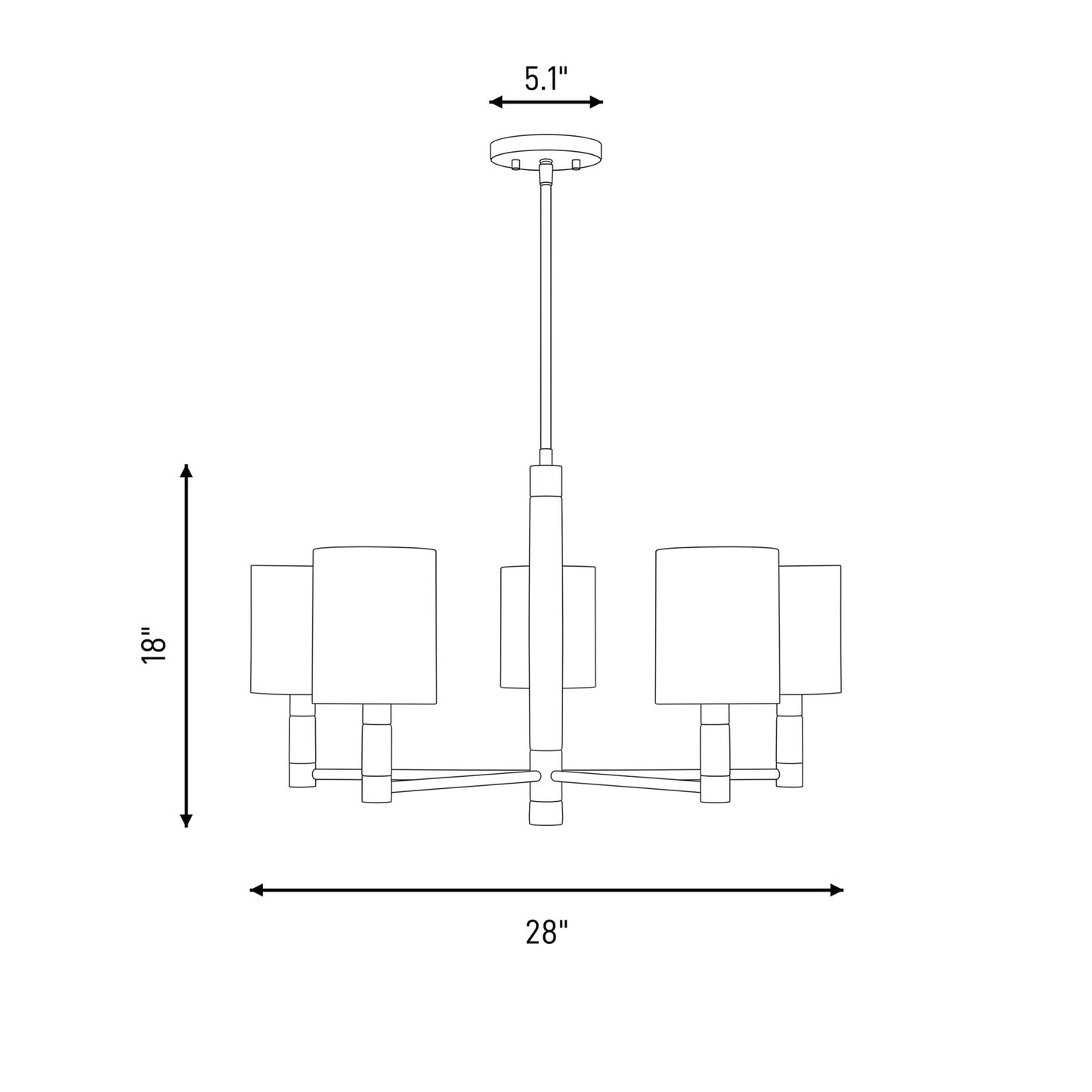 Savoy House Conrad 5 Lt Chandelier, White, Warm Brass