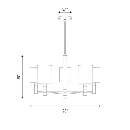 Savoy House Conrad 5 Lt Chandelier, White, Warm Brass