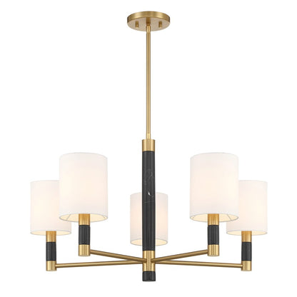 Savoy House Conrad 5 Lt Chandelier, White, Warm Brass