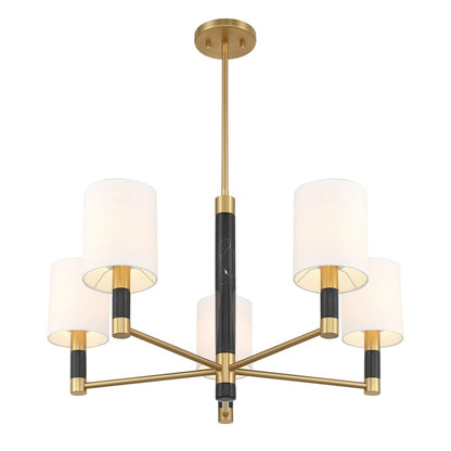 Savoy House Conrad 5 Lt Chandelier, White, Warm Brass