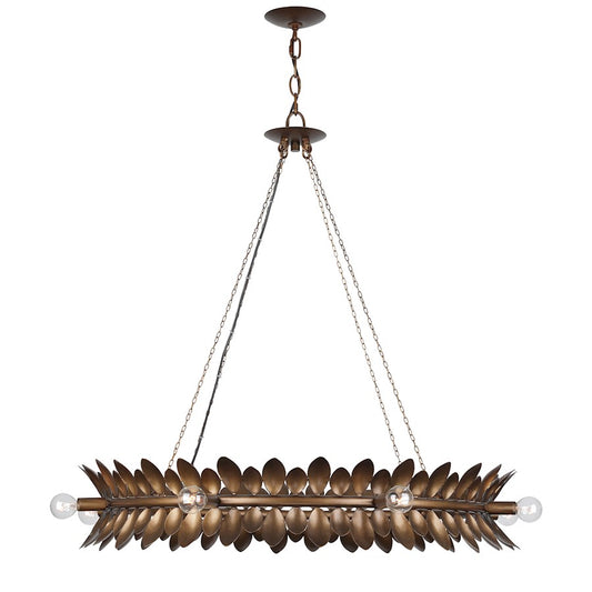 8 Light Chandelier, Patinated Bronze