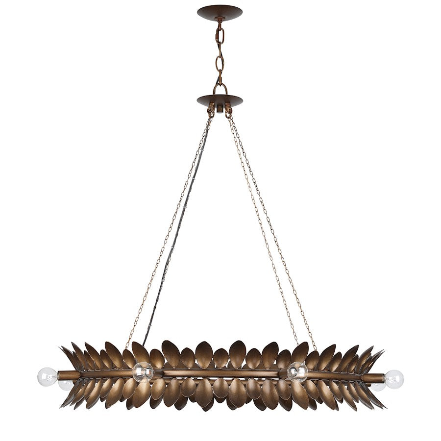 8 Light Chandelier, Patinated Bronze