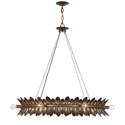 8 Light Chandelier, Patinated Bronze