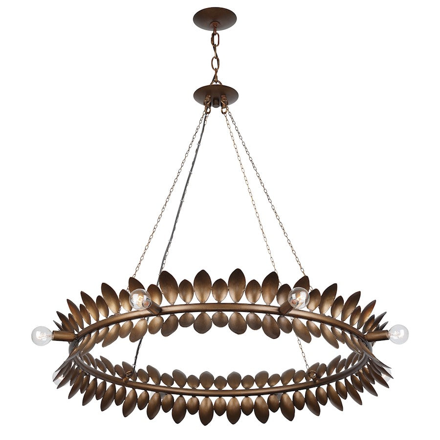 8 Light Chandelier, Patinated Bronze