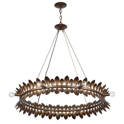 8 Light Chandelier, Patinated Bronze