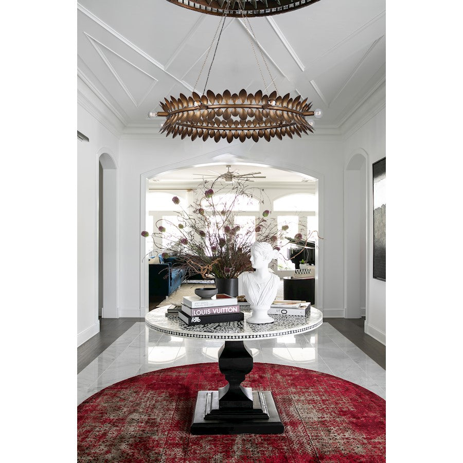 8 Light Chandelier, Patinated Bronze