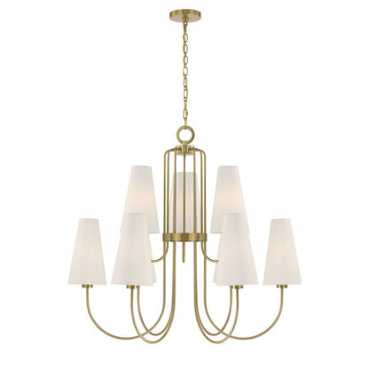 Savoy House Wilkes 9 Lt Chandelier, White, Warm Brass
