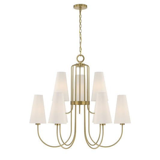 Savoy House Wilkes 9 Lt Chandelier, White, Warm Brass
