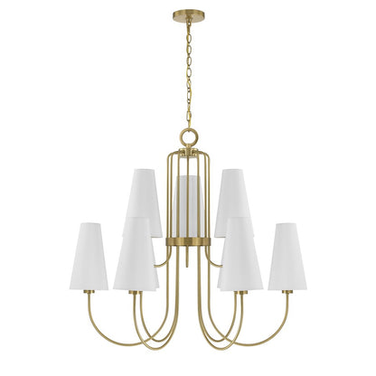 Savoy House Wilkes 9 Lt Chandelier, White, Warm Brass