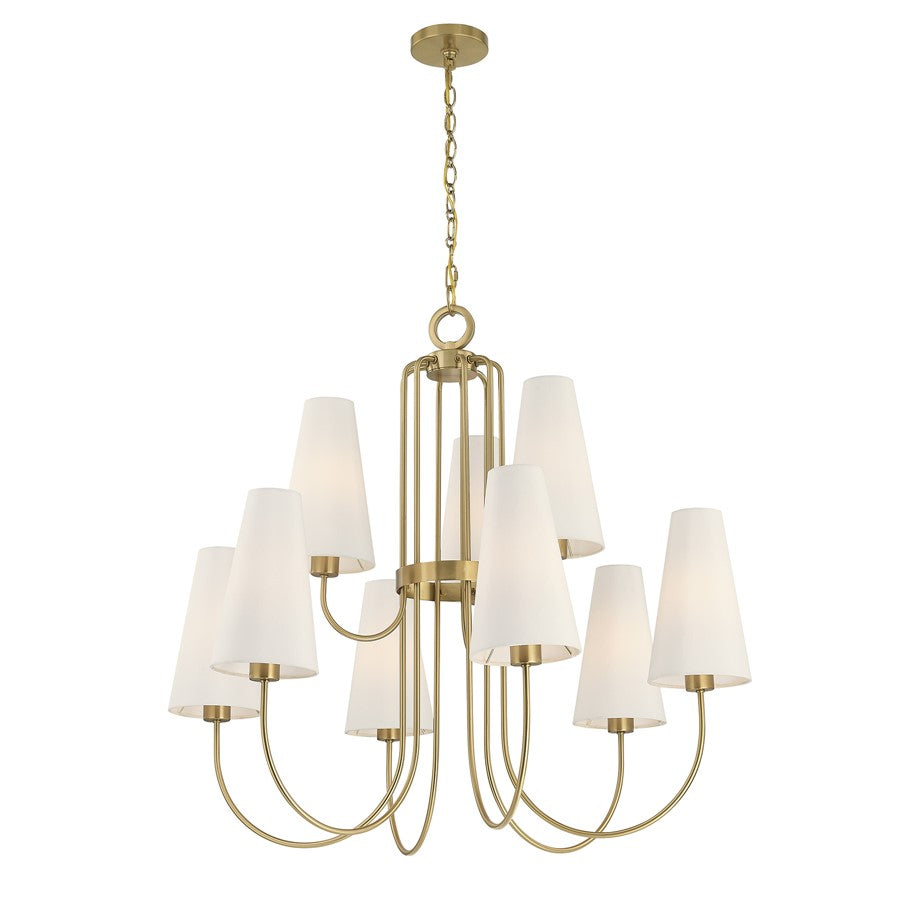 Savoy House Wilkes 9 Lt Chandelier, White, Warm Brass