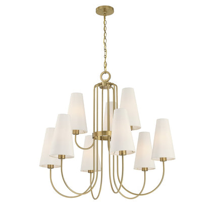 Savoy House Wilkes 9 Lt Chandelier, White, Warm Brass