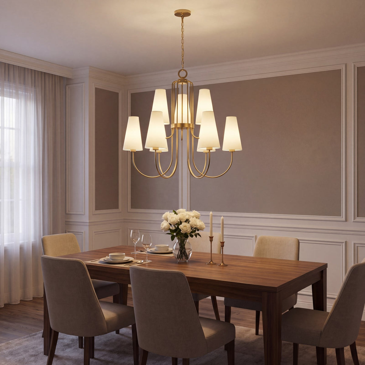Savoy House Wilkes 9 Lt Chandelier, White, Warm Brass