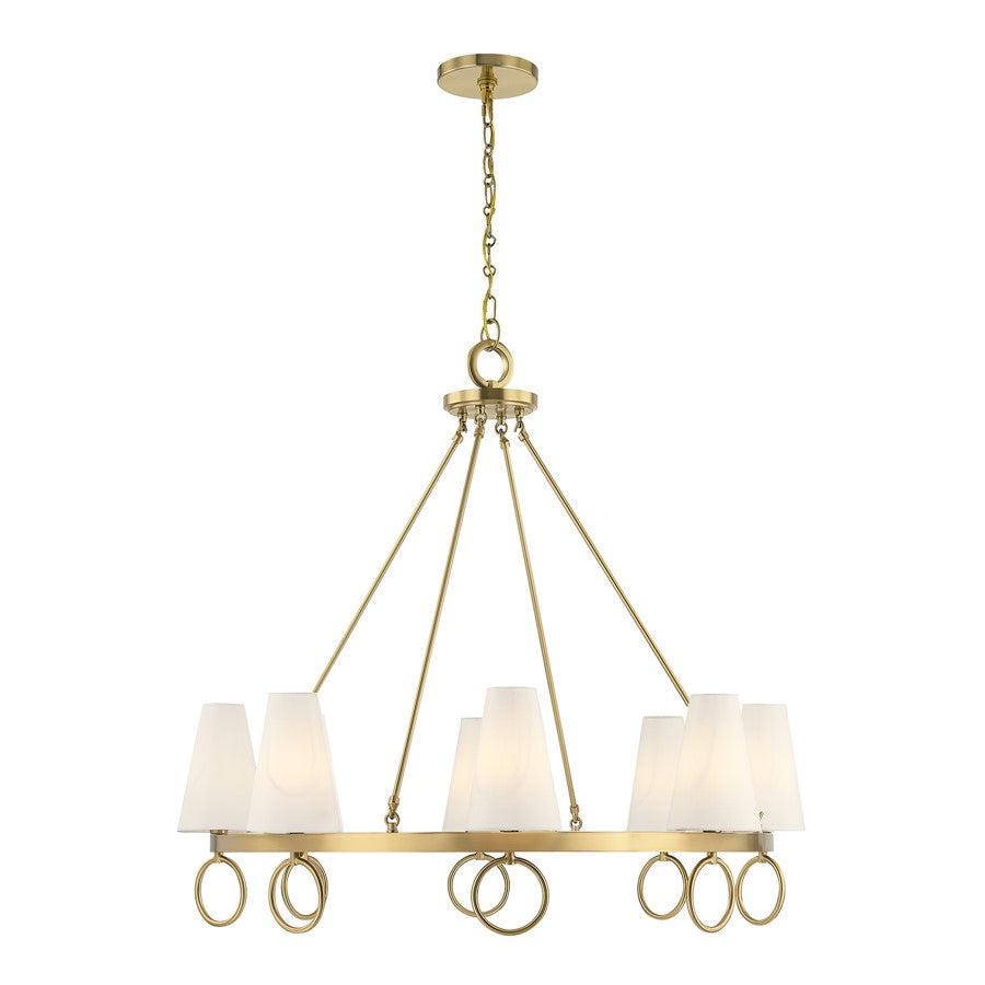 Savoy House Wilkes 8 Lt Chandelier, White, Warm Brass