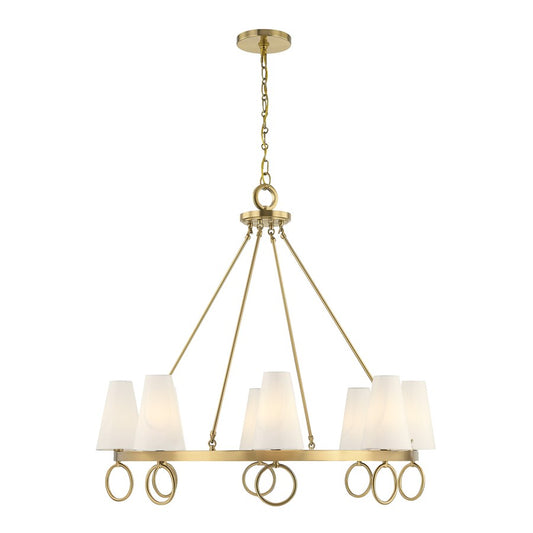 Savoy House Wilkes 8 Lt Chandelier, White, Warm Brass