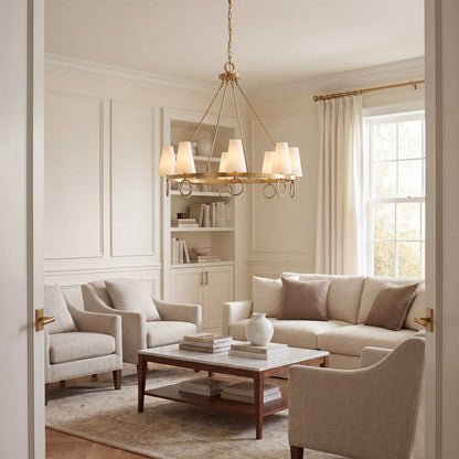 Savoy House Wilkes 8 Lt Chandelier, White, Warm Brass