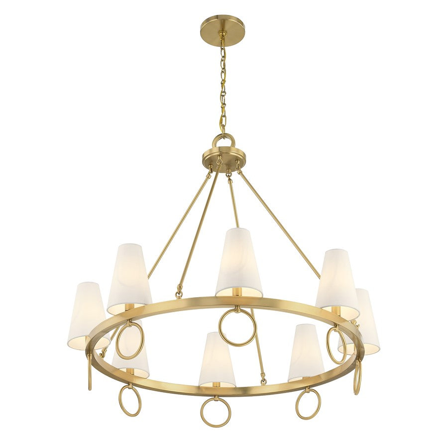 Savoy House Wilkes 8 Lt Chandelier, White, Warm Brass