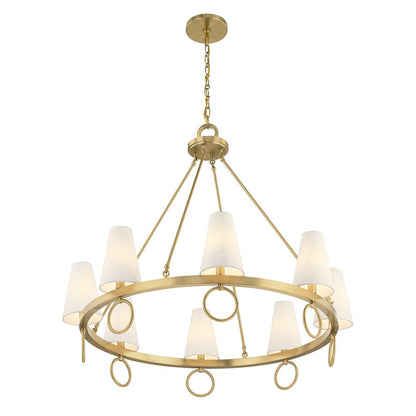 Savoy House Wilkes 8 Lt Chandelier, White, Warm Brass