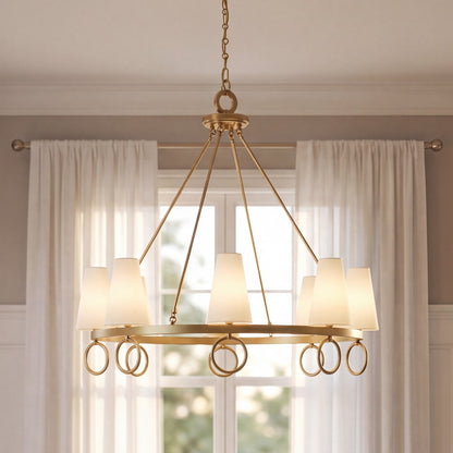 Savoy House Wilkes 8 Lt Chandelier, White, Warm Brass
