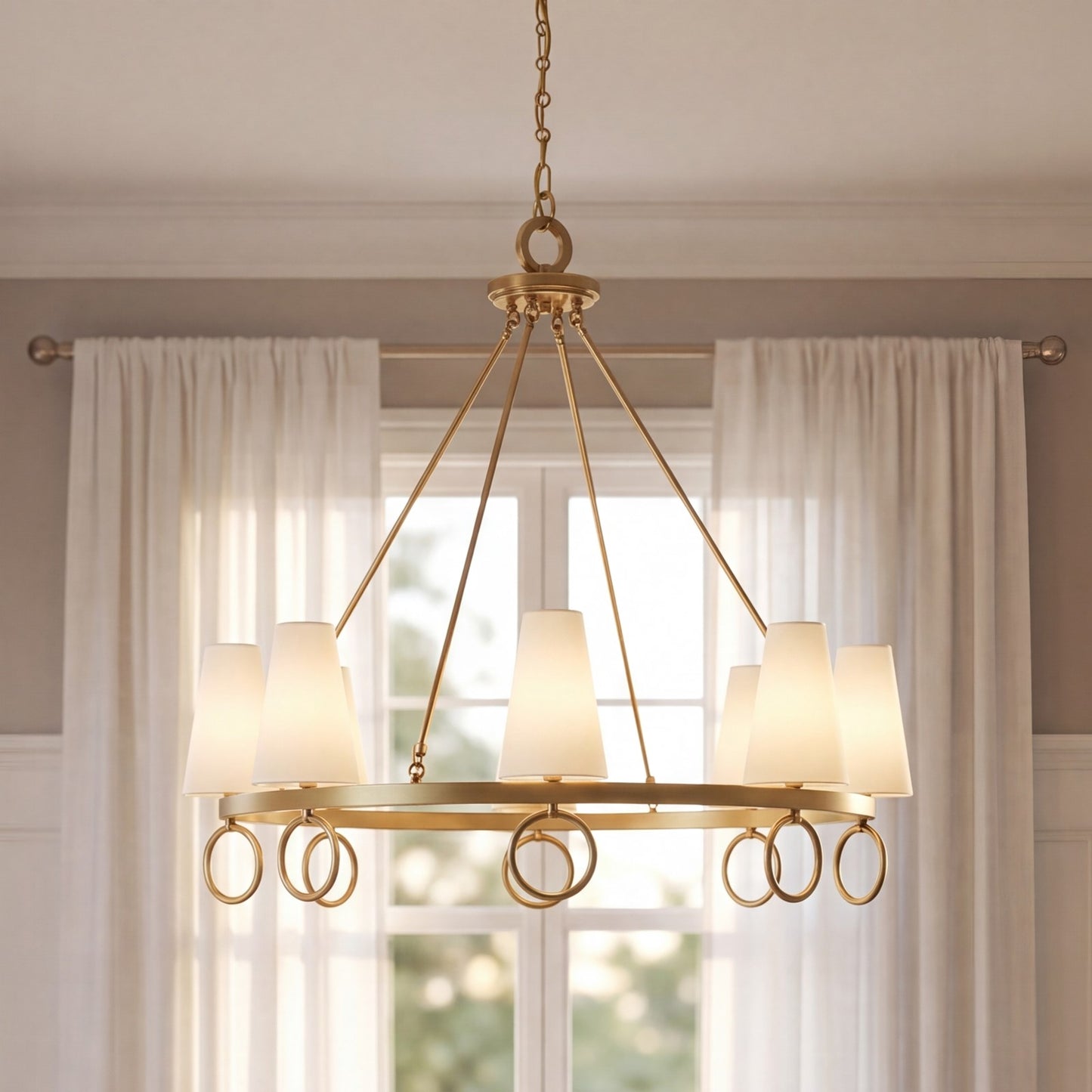 Savoy House Wilkes 8 Lt Chandelier, White, Warm Brass