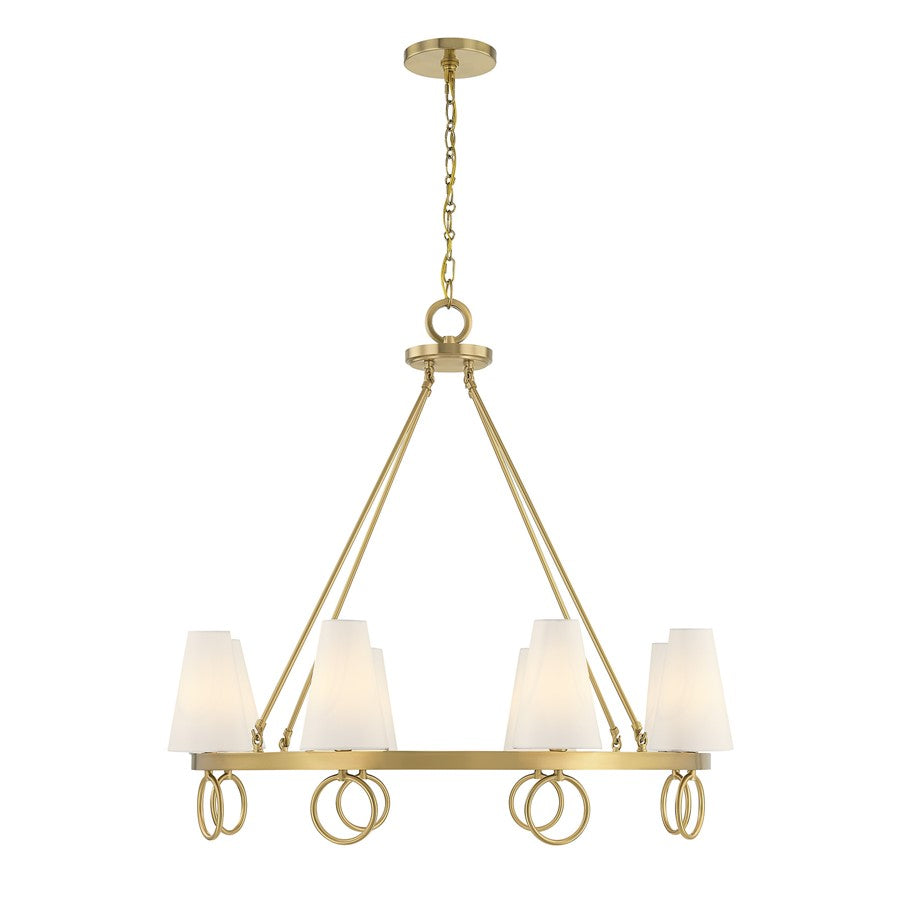 Savoy House Wilkes 8 Lt Chandelier, White, Warm Brass