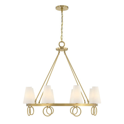 Savoy House Wilkes 8 Lt Chandelier, White, Warm Brass