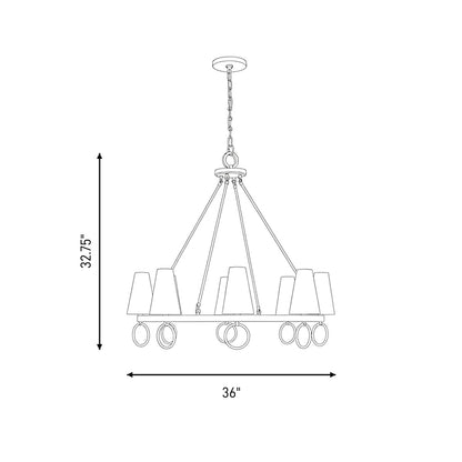 Savoy House Wilkes 8 Lt Chandelier, White, Warm Brass