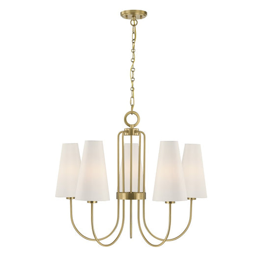Savoy House Wilkes 5 Lt Chandelier, White, Warm Brass