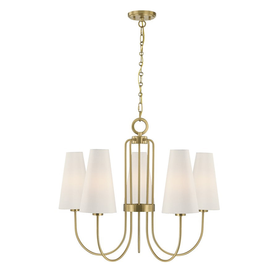 Savoy House Wilkes 5 Lt Chandelier, White, Warm Brass