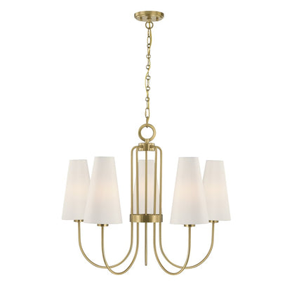 Savoy House Wilkes 5 Lt Chandelier, White, Warm Brass