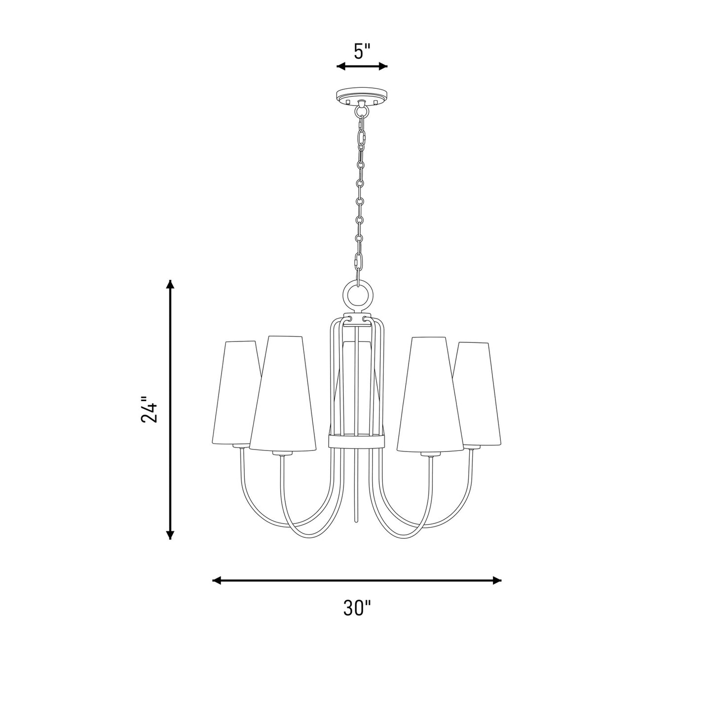 Savoy House Wilkes 5 Lt Chandelier, White, Warm Brass