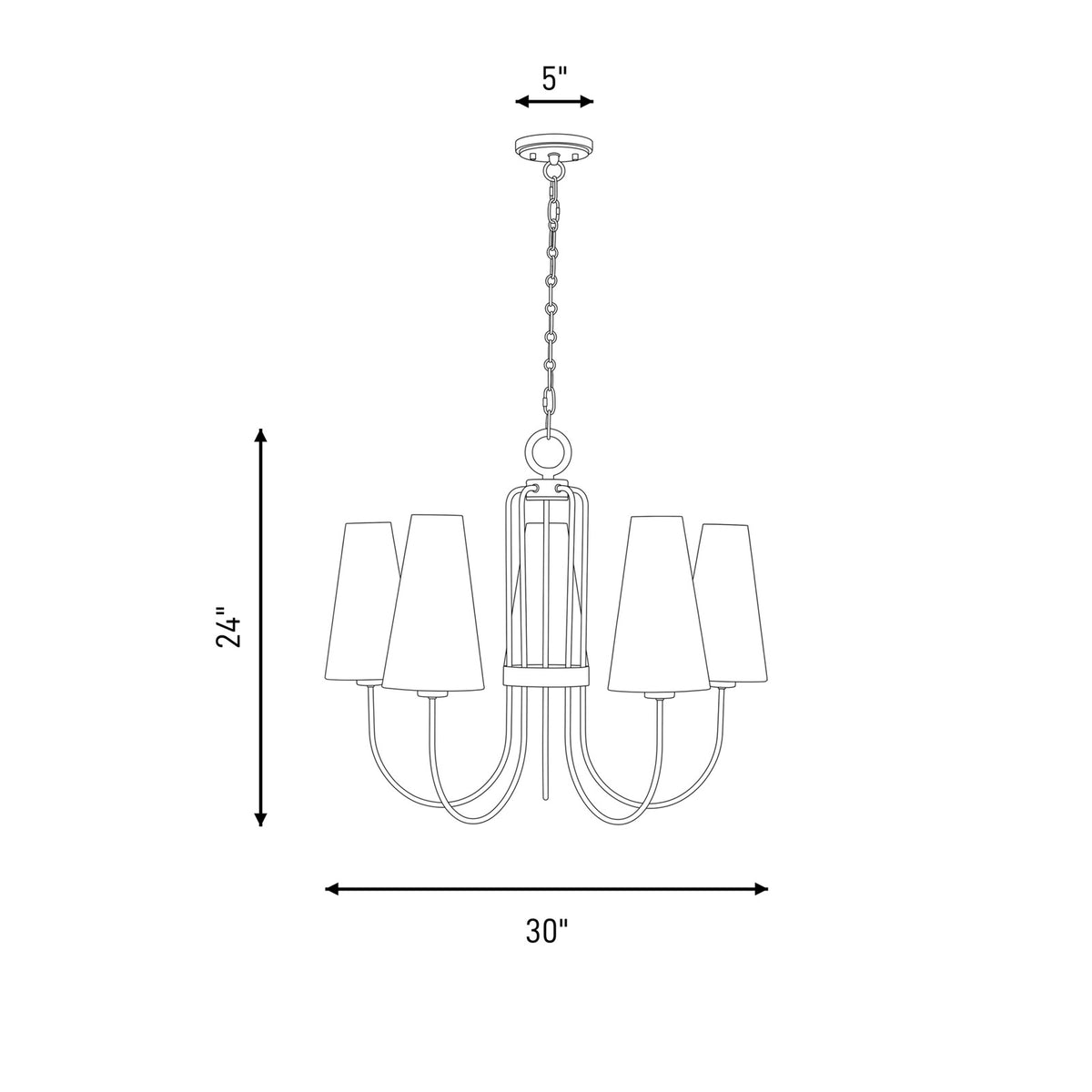 Savoy House Wilkes 5 Lt Chandelier, White, Warm Brass