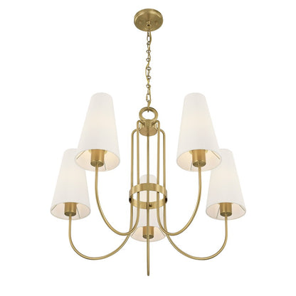 Savoy House Wilkes 5 Lt Chandelier, White, Warm Brass