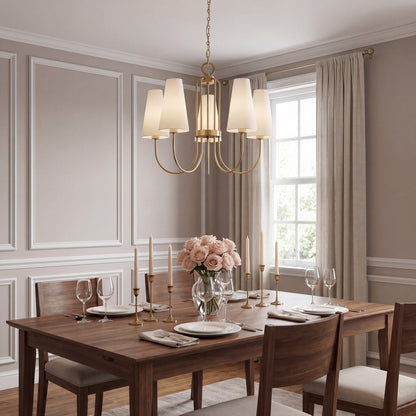 Savoy House Wilkes 5 Lt Chandelier, White, Warm Brass