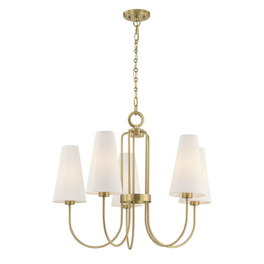 Savoy House Wilkes 5 Lt Chandelier, White, Warm Brass