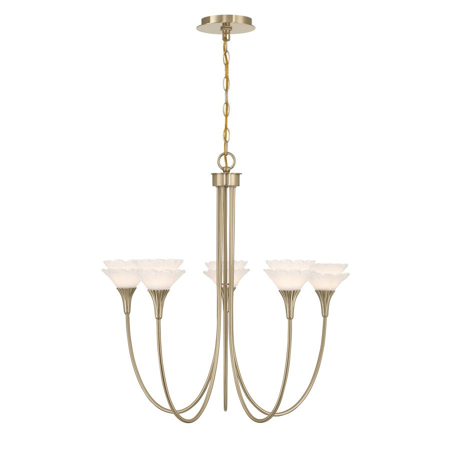 Savoy House Florena 5 Lt Chandelier, White, Noble Brass