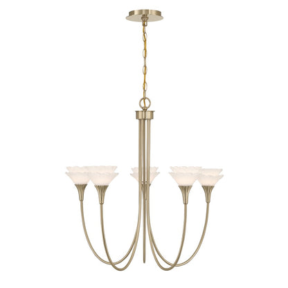 Savoy House Florena 5 Lt Chandelier, White, Noble Brass