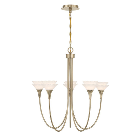 Savoy House Florena 5 Lt Chandelier, White, Noble Brass