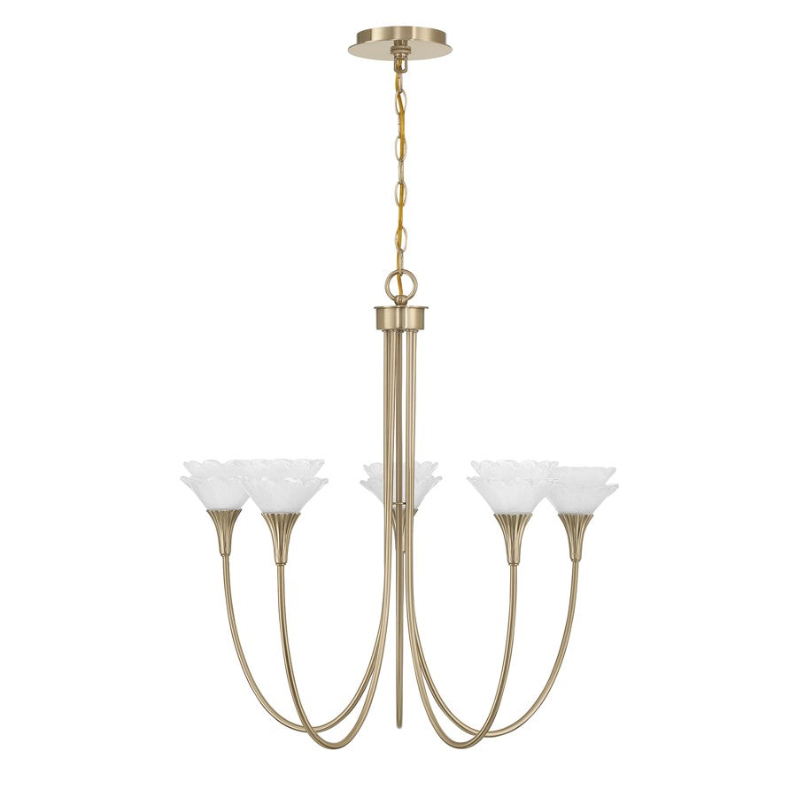 Savoy House Florena 5 Lt Chandelier, White, Noble Brass