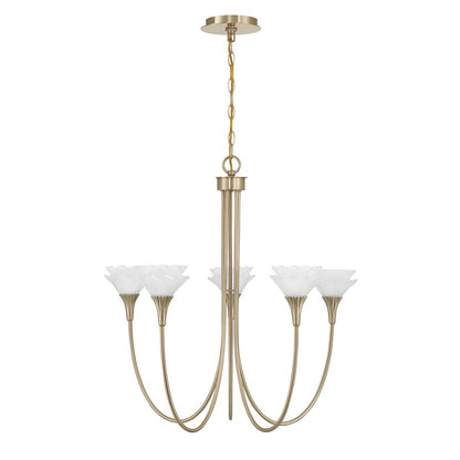 Savoy House Florena 5 Lt Chandelier, White, Noble Brass