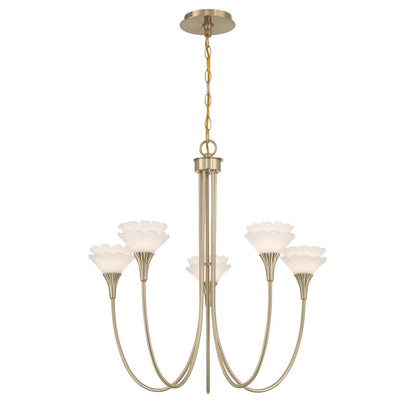 Savoy House Florena 5 Lt Chandelier, White, Noble Brass