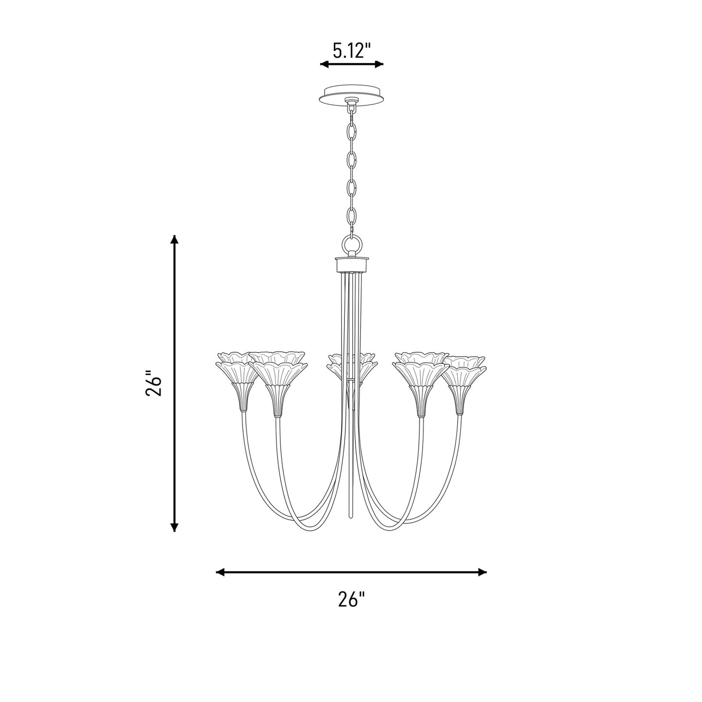 Savoy House Florena 5 Lt Chandelier, White, Noble Brass