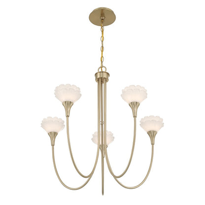 Savoy House Florena 5 Lt Chandelier, White, Noble Brass