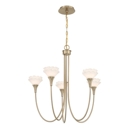 Savoy House Florena 5 Lt Chandelier, White, Noble Brass