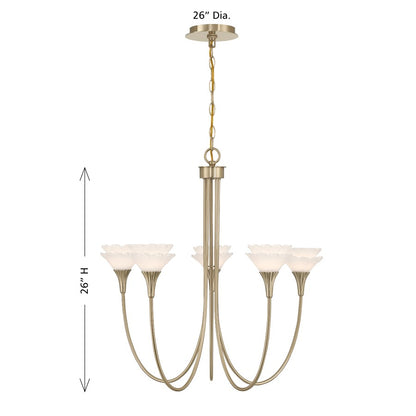 Savoy House Florena 5 Lt Chandelier, White, Noble Brass