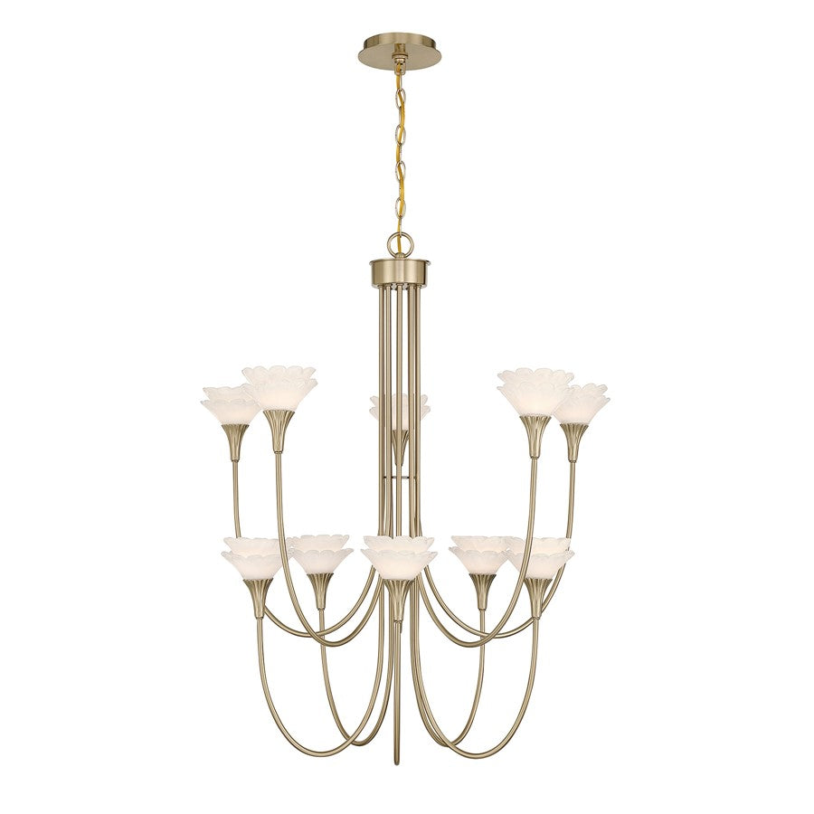 Savoy House Florena 10 Lt Chandelier, White, Noble Brass