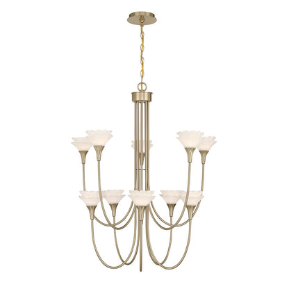 Savoy House Florena 10 Lt Chandelier, White, Noble Brass