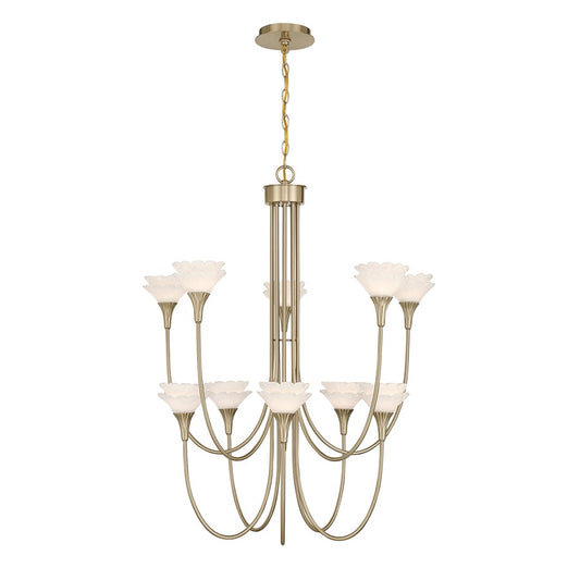 Savoy House Florena 10 Lt Chandelier, White, Noble Brass